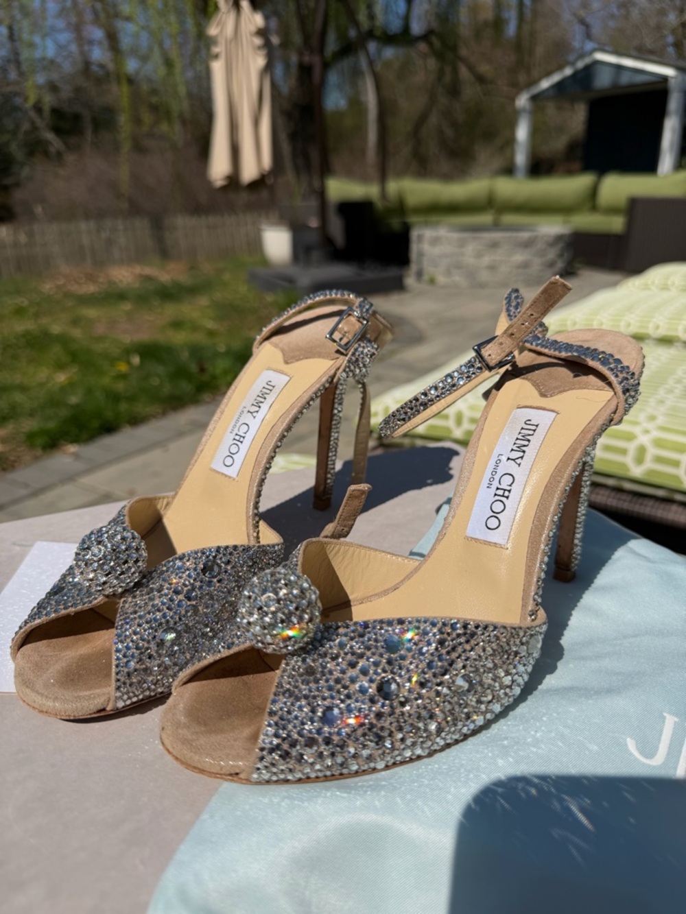Jimmy Choo Women's Crystal Embellished Open-Toe Heels in Silver